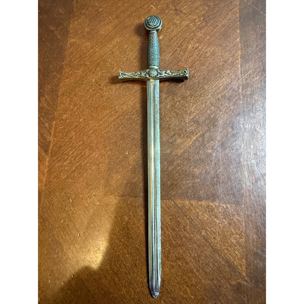 Vintage Medieval Sword Letter Opener Ornate Knight Miniature Desk Accessory 9.5"